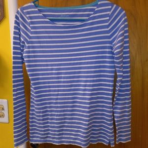 Boden Blue and White Striped Long Sleeve Tee